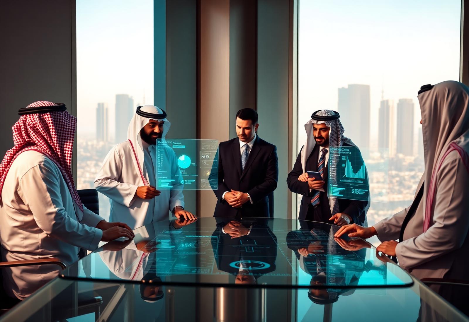 تنفيذيون سعوديون في اجتماع تقني